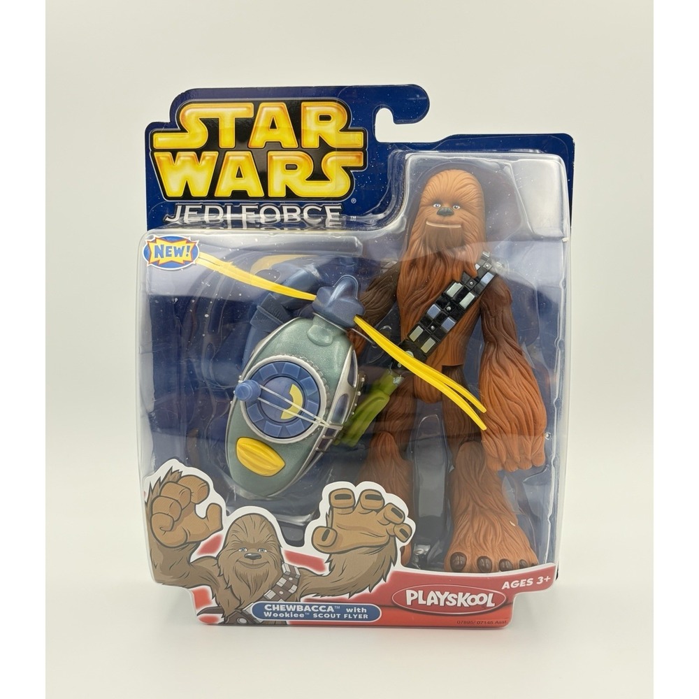 Vintage Star Wars Playskool Jedi Force Chewbacca Wookiee Scout Flyer Figure NIP